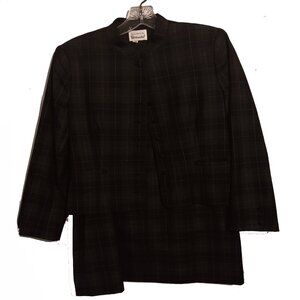 Handmacher Black, Gray and White Windowpane Wool Suit Size 10